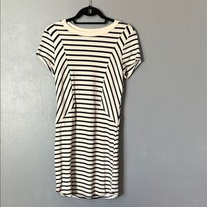 Montreau Women’s Striped Nautical Short Sleeve Mini Geometric PatternDressLarge